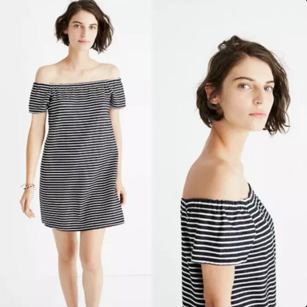 Madewell Striped Off Shoulder dress